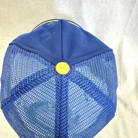 vintage 80s Blue Michelin Plains Supply Snapback Trucker Hat Unisex - Picture 12 of 13